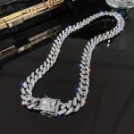 Iced Out Shiny Rhinestone Cuban Chain Necklace bracelet Bling Bling Zinc Alloy Jewelry