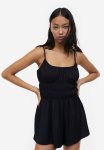 Crinkled Jersey Playsuit - Black