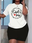 Plus Size Girl's Trip Print Crew Neck T-Shirt Casual Short Sleeve T-Shirt For Spring & Summer Women's Plus Size Clothing