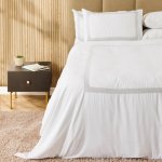 Lattice 400 Thread Count 100% Cotton Embroidered Duvetcoverset Silver On White - Super King 260X240CM