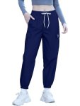 Girl Pants Multi Pockets Elastic Waist Pull On Cargo Jogger With Drawstring Navy 13-14 Years Toddler = Tag 170