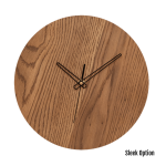 Quinn Wall Clock In Oak - 300MM Dia Mid Brown Sleek Black Second Hand