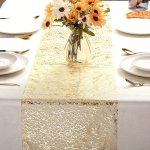 1PC Golden Table Runner Sequins Solid Color Table Cover Glitter Thin Mesh Table Runner For Wedding Bridal Shower Birthday Party
