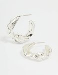 Silver Thick Twisted Hoop Earrings