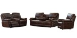 Modern Reclining Sofa With Air Leather Upholstery - Coffee