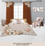 Kids Duvet Set Rustic Butterfly And Flower