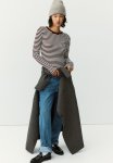 Ribbed Jersey Top - Burgundy Striped