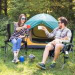Portable Camping Chair With Beverage Holder - Blue