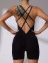 Women's One-piece Yoga Garment With Hollow Back And Cross Straps Vest-style Design Comfortable And Breathable Suitable For Exercise