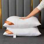 2 Combination Packs Of Luxury High Pillows White Rebound High Pillows A Pair Of Pure Color Soft And Comfortable Bedroom Sleeping