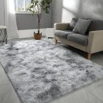 Super Soft Shag Area Rug For Living Room And Bedroom - Stain Resistant Lightweight Washable Polyester Indoor Rug Rectangle Solid