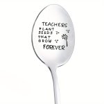 1PC Stainless Steel Spoon "teacher's Plant Seeds Grow" Engraved Spoon Funny Spoon Coffee Spoon Ice Cream Spoon Tea Spoon Dessert