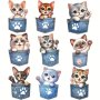 9PCS Cartoon Pocket Cats Series Heat Transfer Sticker Diy Iron-on Decals For Clothes T-Shirt Making Pillow Decorating Clothing Supplies & Appliques