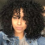 Xinran Black Curly Afro Wig For Women Kinky Black Curly Wigs For Women Natural Synthetic Curly Wig With Bangs