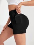 Summer High-waisted Butt-lifting Pocket Athletic Shorts Solid Color Women's Fashion Fitness Training Yoga Shorts