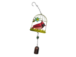 Cage Wind Chime With Red Bird - 25CM Outdoor Hanging Decoration
