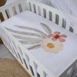 Cot Fitted Sheet Soft Boho Floral Dusty Pink Set