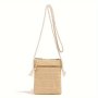 Boho Chic Straw Crossbody Bag With Zipper Pocket - Lightweight Minimalist Everyday Travel Satchel For Women