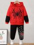 Cartoon Spider Graphic Print Boy's 2PCS Hoodie Outfits Casual Hoodies Long Sleeve Pullover Hooded Sweatshirt & Pants Joggers Set