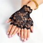 Stylish Lace Half Finger Gloves Solid Color Thin Breathable Gloves Short Decorative Gloves For Bridal Wedding Party