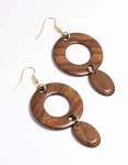 Natura L Wood Mixed Circle Drop Earrings