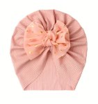 Peachy Pink Polka Bowknot Turban