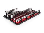Tekton 1 4 Inch Drive Shallow And Deep 12-POINT Socket And Ratchet Set With Rails And Trays 57-PIECE 5 32-9 16 In. 4-15 Mm SKT03