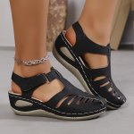 Women's Cut-out Wedge Sandals Casual Closed Toe Summer Slingback Shoes Comfy Outdoor Sandals