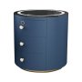 Modern Intelligent Round Bedside Table With Tempered Glass & Blue Finish