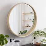 Randy Round Wooden Mirror In White Washed Walnut - Walnut