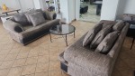 2 Piece Grey And Black Fabric Lounge Suite