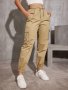 Slant Pockets Tapered Cargo Pants Casual Solid Color High Waist Pants For Spring & Summer Women's Clothing