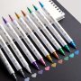 10pcs Metallic Glitter Marker Pens Dual Tip Brush And Fine Point Pens For DIY Album Black Cards Scrapbooking Craft Supplies On Ceramic Stone Glass