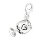 Winona 925 Sterling Silver Wine Cz Stone Dangle Charm - Clear Cz Stone