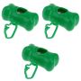 3 X Dog Poop Poo Plastic Bags Holder Set For Pet Walking - Green