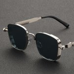 Retro Cool Steampunk Glasses Silvery Square Metal Frame Fashion Glasses For Men Women Outdoor Sports
