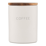@home Ceramic White Coffee Canister With Wooden Lid