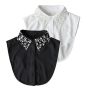 Ladies Pearl Hollow Detachable Faux Collar Shirt White