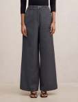 Lena Petite High Waist Wide Leg Pants - 16 Grey Marle A