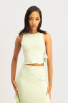 Reya Cut Out Ruffle Tank - Smoke Green - XS