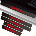 Ranger 2019-2024 Red Faux Leather Door Sill Protector & Anti-scratch Decal - Car Interior Accessories