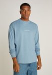 Calvin Klein Grid Monogram Long Sleeve Tee - Faded Denim