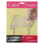 Birthday Silver Cake Topper