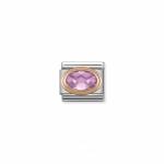 Rose Gold Stones Faceted Oval Cz Pink Link