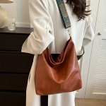 Pu Leather Shoulder Bag Stylish And Spacious Travel And Shopping Tote Bag