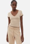 V-neck Cropped Top - Beige