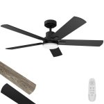 Ceiling Fan With Light 52-INCH Remote Control Reversible Dc Motors 3CCT Dimmable Timer Noiseless Black Ceiling Fan For Bedroom L