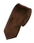 Romario Manzini Men's Solid Color 2" Skinny Tie Brown