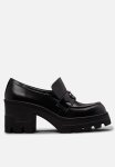 Calvin Klein Platform Leather Loafer Heel - Triple Black