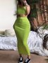 Elegant Solid Color Skirt Set Square Neck Crop Tank Top & High Waist Bodycon Skirt For Spring & Summer Women's Clothing